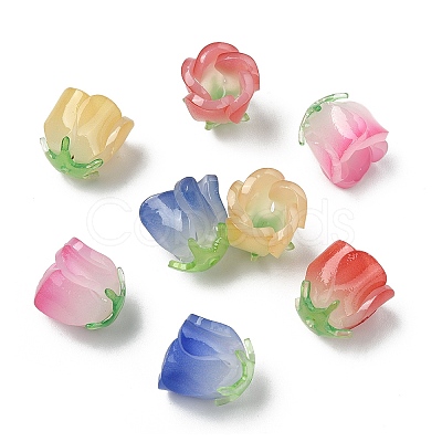 16Pcs 4 Colors Gradient Color Opaque Acrylic Beads MACR-CJ0002-32-1