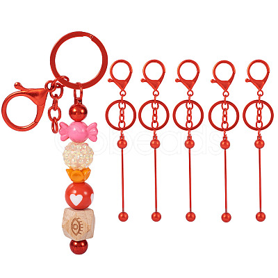 5Pcs Alloy and Brass Bar Beadable Keychain for Jewelry Making DIY Crafts DIY-SW0001-15B-1