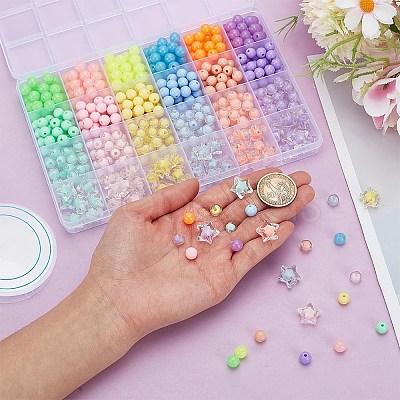 DIY Acrylic Star & Round Beads Bracelet Making Kits DIY-AR0004-20-1