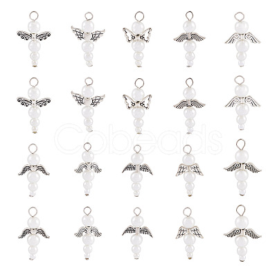 Glass & Alloy Pearl Pendants HJEW-TAC0058-1