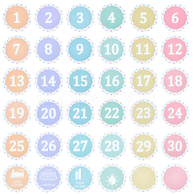 36Pcs 36 Styles Flat Round Paper Blank Label Stickers DIY-WH0308-853A-1