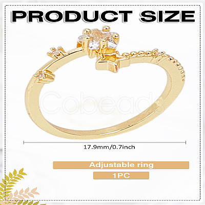 1Pc Alloy Micro Pave Clear Cubic Zirconia Finger Rings for Women RJEW-LP0002-16G-1