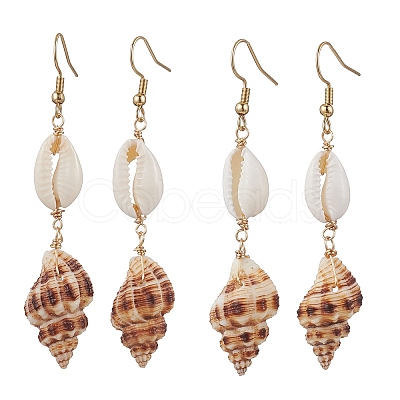 304 Stainless Steel Shell Shape Dangle Earrings EJEW-JE06265-03-1