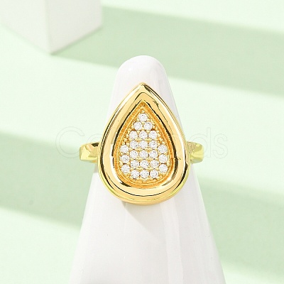 Brass Micro Pave Cubic Zirconia Cuff Open Rings CU-CBAB3AD-14G-1