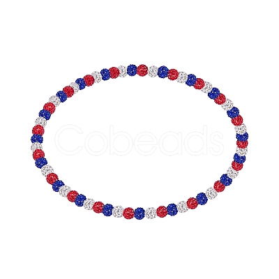 Polymer Clay Rhinestone Round Beaded Necklaces NJEW-SW00049-07-1