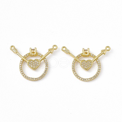 Brass Micro Pave Clear Cubic Zirconia 2-Loop Pendants KK-E068-VC023-1