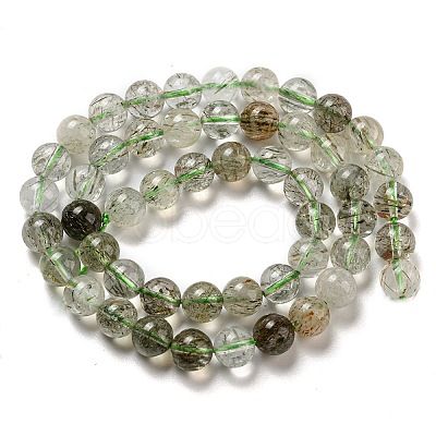 Natural Green Rutilated Quartz Beads Strands G-A219-A03-03-1