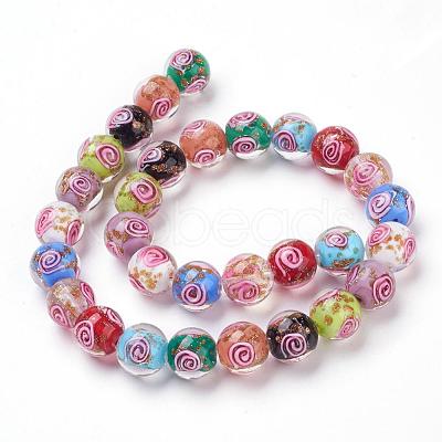 Handmade Gold Sand Lampwork Beads Strands LAMP-L072-G09-1
