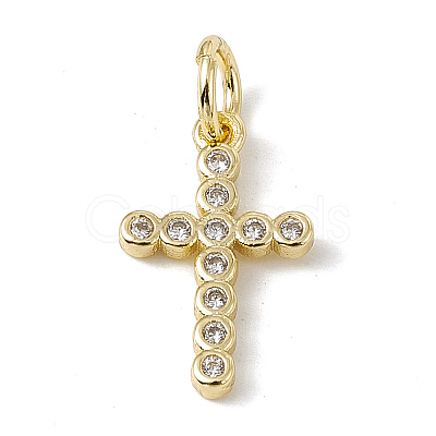 Brass Micro Pave Cubic Zirconia Charms ZIRC-F132-01G-1
