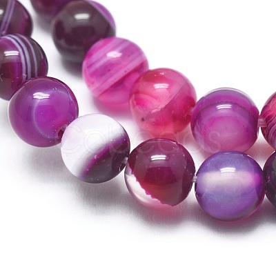 Natural Striped Agate/Banded Agate Beads Strands G-I254-03A-03-1