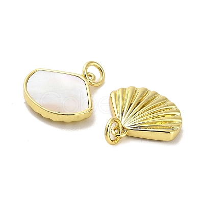 Brass Pave Shell Shell Shape Charms with Jump Ring KK-K365-08D-G-1