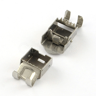 Non-Tarnish Smooth Surface 201 Stainless Steel Watch Band Clasps X-STAS-R063-85-1