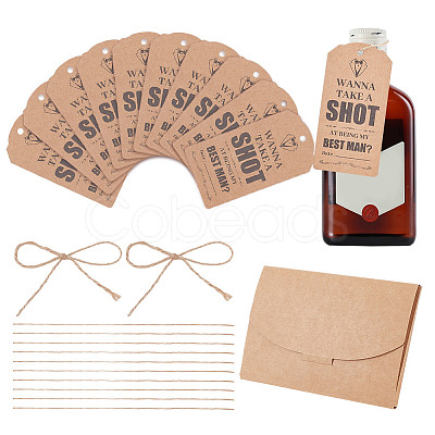 10Pcs Wanna Take A Shot At Being My Groomsmen Proposal Cards Bottle Tags AJEW-NB0006-71-1