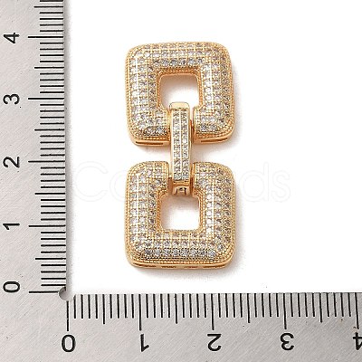 Brass Micro Pave Clear Cubic Zirconia Fold Over Clasps KK-G481-04G-1