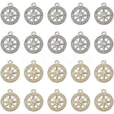 40Pcs 2 Colors Alloy Rhinestone Pendants FIND-SC0014-57-1