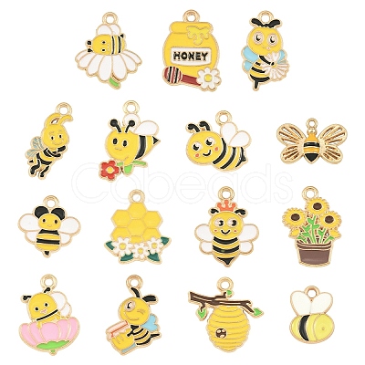 30Pcs 15 Styles Alloy Enamel Charms ENAM-YW0008-39-1