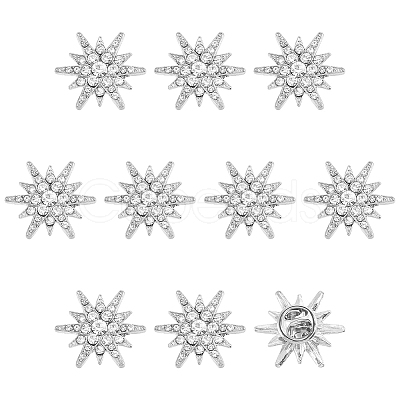 10Pcs Alloy Rhinestone Lapel Pin Backs for Backpack Clothes JEWB-HY0001-63P-1