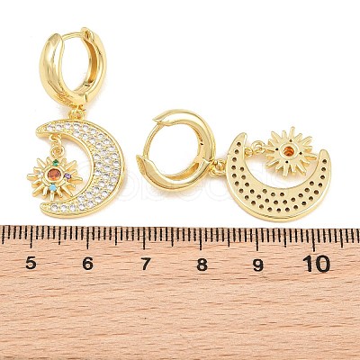 Brass Micro Pave Cubic Zirconia Hoop Dangle Earrings KK-CBA8324-05A-G-1