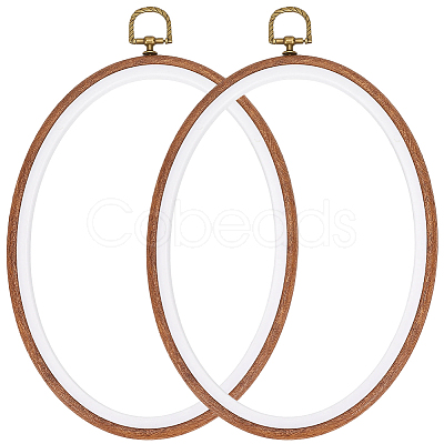 PP & PVC Plastic Imitation Wood Cross Stitch Embroidery Hoops DIY-WH20055-058B-03-1