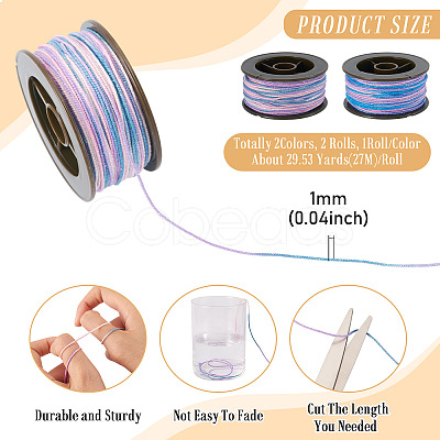 2 Rolls 2 Colors Segment Dyed Round Polyester Twisted Cords OCOR-TA0003-59B-1