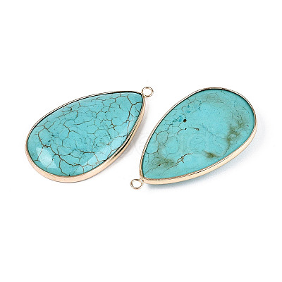 Dyed Synthetic Turquoise Teardrop Pendants TURQ-T004-27-1