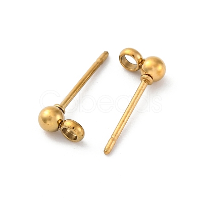 304 Stainless Steel Ball Post Stud Earring Findings STAS-Z035-01G01-G-1