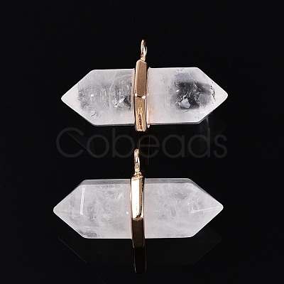 Natural Quartz Crystal Double Terminal Pointed Pendants G-N345-09A-1