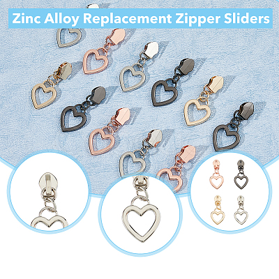 12Pcs 4 Colors Zinc Alloy Replacement Zipper Sliders FIND-FH0009-45-1