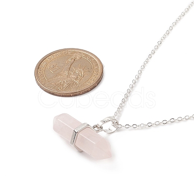 Natural Rose Quartz Geometric Pendant Necklace NJEW-JN04239-05-1