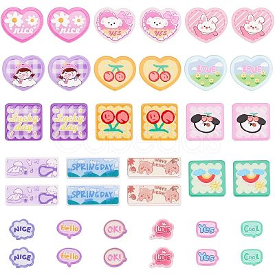 CHGCRAFT 38Pcs 19 Style Transparent Printed Acrylic Cabochons TACR-CA0001-16-1