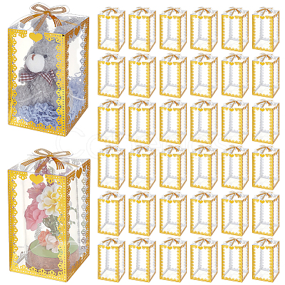 Folding Heart Print Transparent PVC Gift Packing Boxes CON-WH0085-192C-01-1