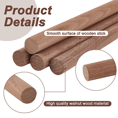 Round Walnut Wooden Sticks LS-WOOD-WH0034-27B-1