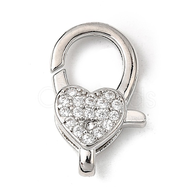 Brass Clear Cubic Zirconia Lobster Claw Clasps KK-Z078-46A-P-1