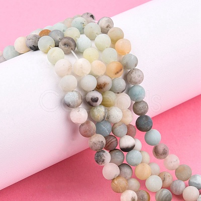 Natural Flower Amazonite Beads Strands G-G692-01F-6mm-1