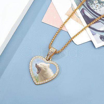 Alloy Rhinestone Pendant Necklaces NJEW-WH0008-01G-1