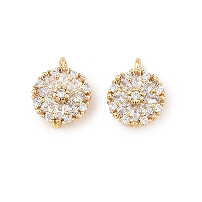 Brass Micro Pave Clear Cubic Zirconia Charms KK-G544-07G-04-1