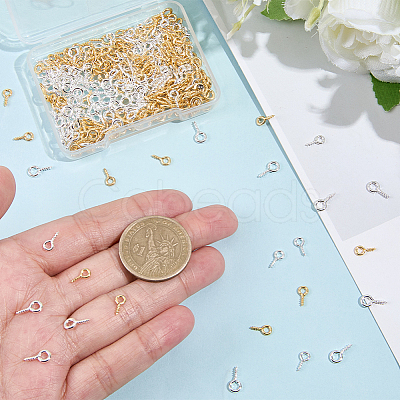 320Pcs 4 Style Brass Screw Eye Pin Peg Bails KK-BBC0020-32-1