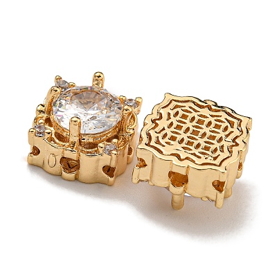 Brass Micro Pave Cubic Zirconia Beads KK-U037-05G-01-1