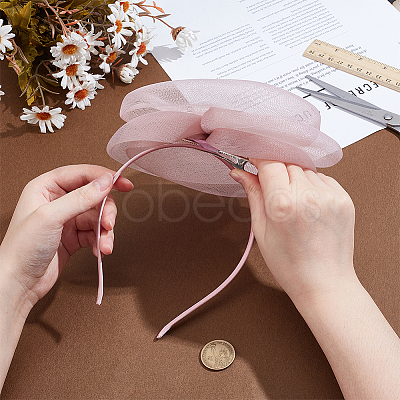 Fascinators Flower Mesh Feathers Organza Hat on a Hair Band Party Headwear for Girls and Women OHAR-WH0014-19A-1