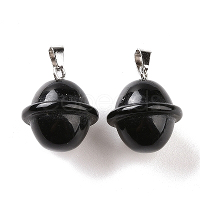 Natural Obsidian Pendants G-B041-01P-16-1