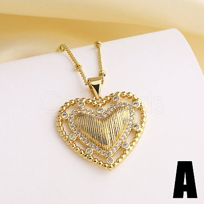 Valentine's Day Brass Micro Pave Clear Cubic Zirconia Pendant Necklaces for Women WG634DA-01-1