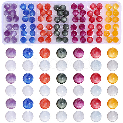 112Pcs 7 Colors Transparent Resin UV Reactive Beads RESI-PA0001-40B-1