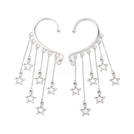 Star Tibetan Style Alloy Cuff Earrings for Women EJEW-TA00525-1
