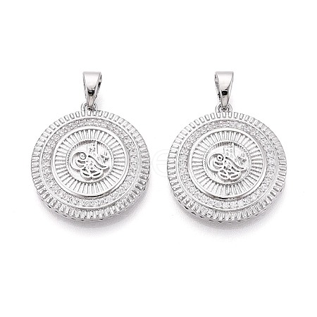 Brass Pave Clear Cubic Zirconia Pendants KK-T081-09P-1