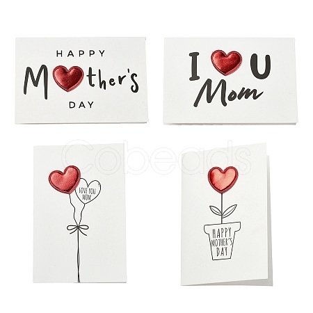 4Pcs 4 Styles Kraft Paper Greeting Cards AJEW-FS0001-29-1