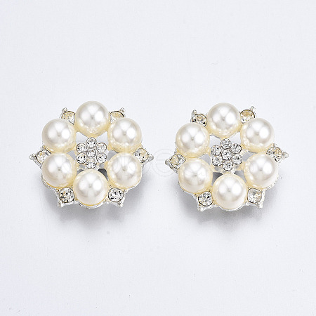 Alloy Rhinestone Shank Buttons PALLOY-T066-41S-RS-1