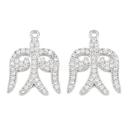 Brass Micro Pave Clear Cubic Zirconia Pendants CU-CBA7BFE-02B-P-1