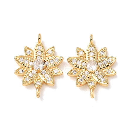 Brass Micro Pave Clear Cubic Zirconia Connector Charms CU-CBA4579-05G-C-1