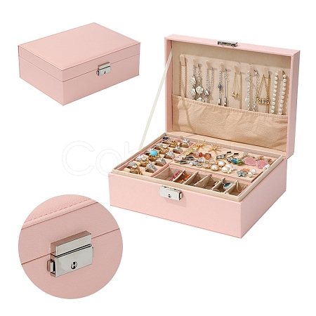 Rectangle PU Leather Jewerly Organizer Case with Clasps PW-WG93289-05-1