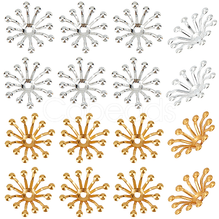 200Pcs 2 Colors Brass Bead Caps OHAR-SC0001-04-1